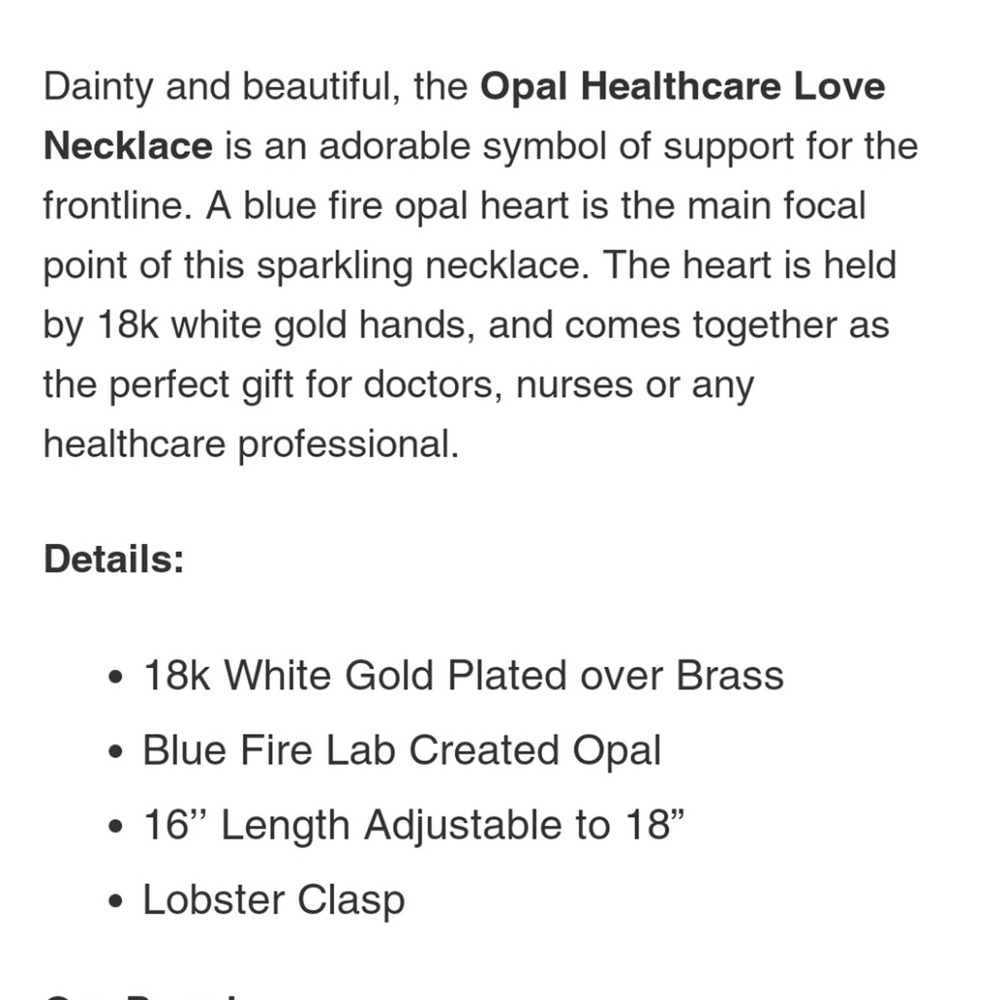 Medical Professionals Jewelry Opal Healthcare Love Necklace NWT - Picture 4 of 4